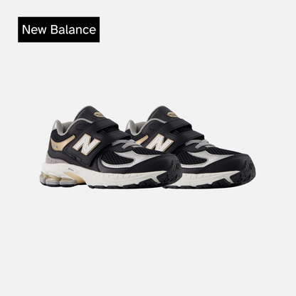 New Balance 2002R Hook & Loop Little Kid Wide 'Black Sea Salt Gold'