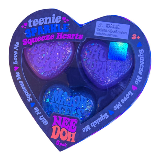 NeeDoh Teenie Sparkle Squeeze Hearts 3-Pack – Korean Import