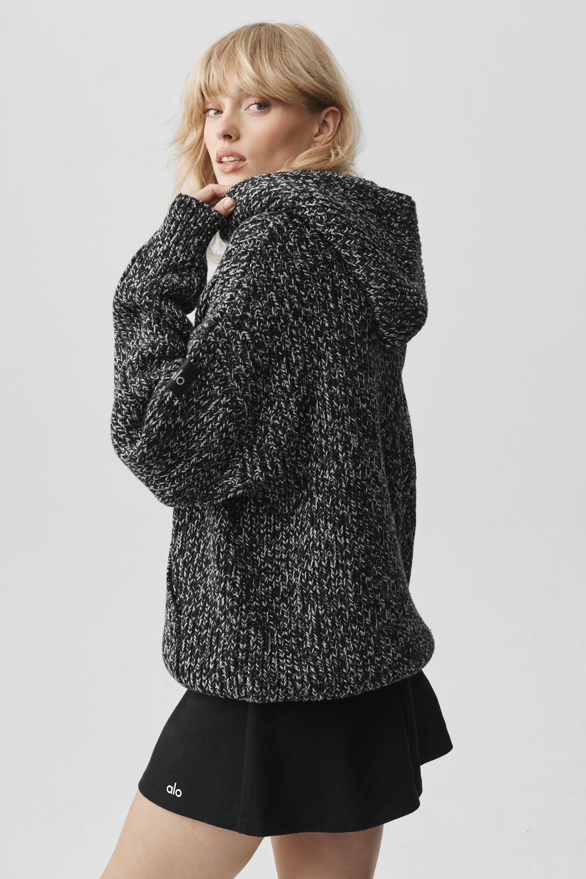 Chunky Knit Rewind Hoodie - Black Multi