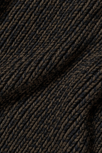 Chunky Knit Rewind Hoodie - Espresso Multi