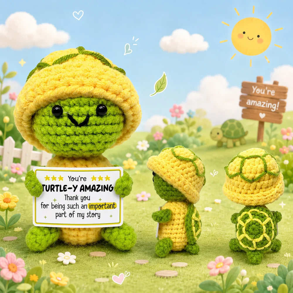 Positive Pocket Hug Mini Crochet Stuffed Doll Handmade Knitted Plush Potato Turtle Duck Funny Support Gift for Friend Home Decor