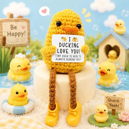 Positive Pocket Hug Mini Crochet Stuffed Doll Handmade Knitted Plush Potato Turtle Duck Funny Support Gift for Friend Home Decor