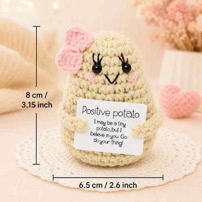 Positive Pocket Hug Mini Crochet Stuffed Doll Handmade Knitted Plush Potato Turtle Duck Funny Support Gift for Friend Home Decor