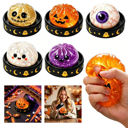 New Halloween Dumpling Squeeze Squishy Toy, Cute Slow Rising Squeeze Stress Relief Sensory Toy, Soft Kawaii Halloween Fidget Toy