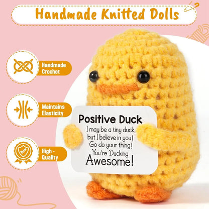 Positive Pocket Hug Mini Crochet Stuffed Doll Handmade Knitted Plush Potato Turtle Duck Funny Support Gift for Friend Home Decor