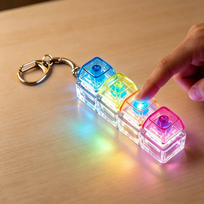 NEW LED Keyboard Keychain Fidget Toys Crystal Clicker Sensory Toy for Stress Relief Keyboard Keychain Fidget Toy for Adults Kids