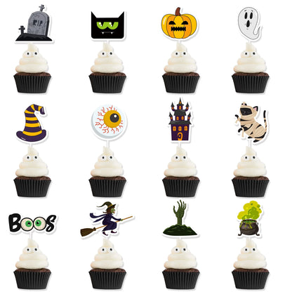 12pcs Halloween Cupcake Toppers Tombstone Graveyard Cake Toppers Scary Cupcake Decoration Table Centerpiece Appetizer Sticks