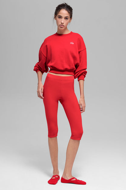 Cropped Accolade Crewneck - Bright Red