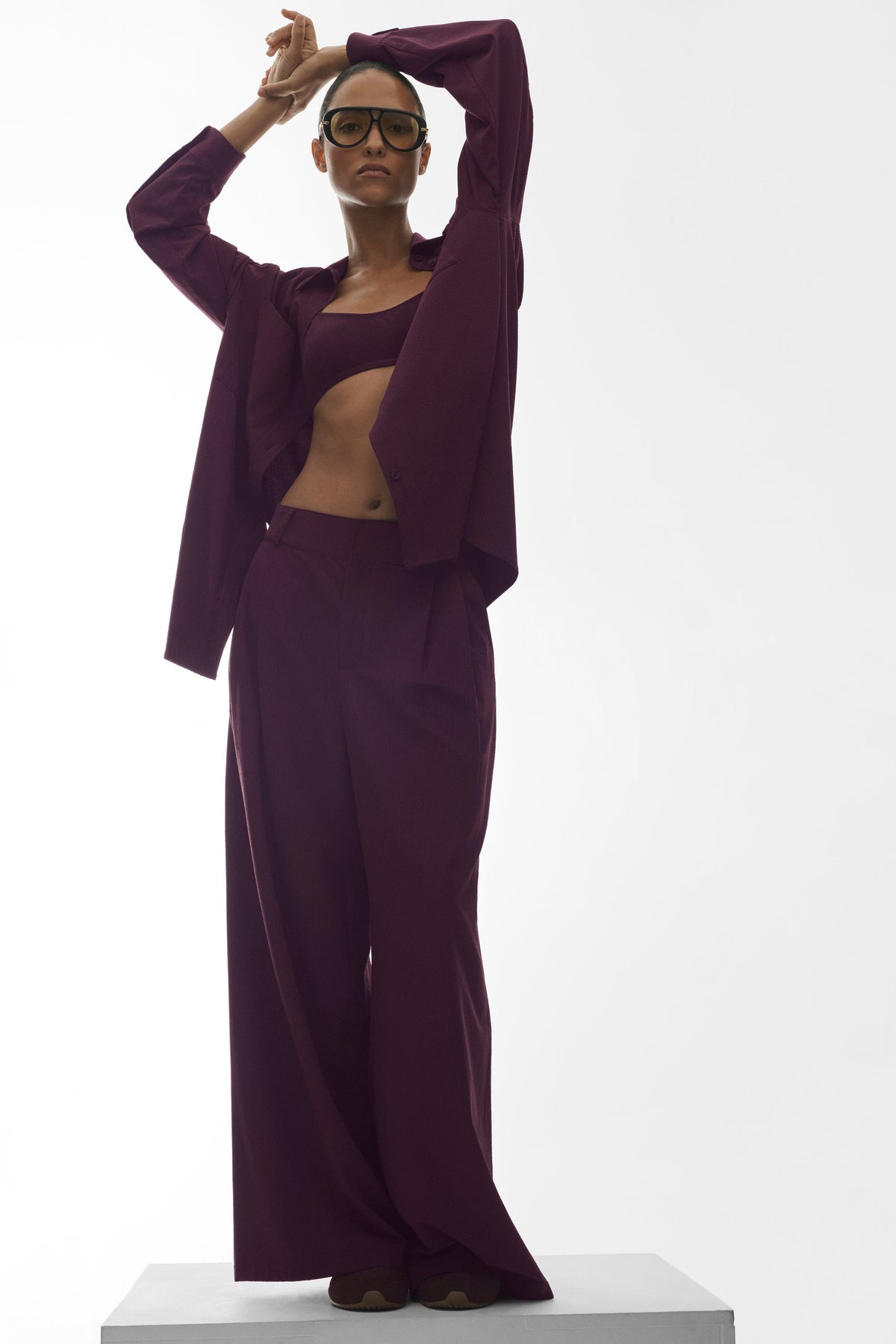 High-Waist Dreamscape Trouser (Long) - Rich Bordeaux