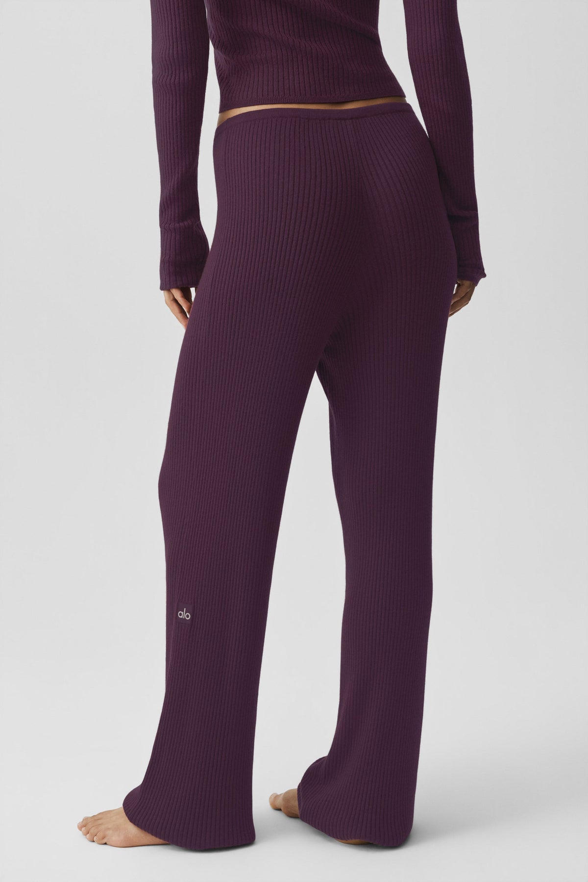 Sweater Knit Mid-Rise Unwind Wide Leg Pant - Rich Bordeaux