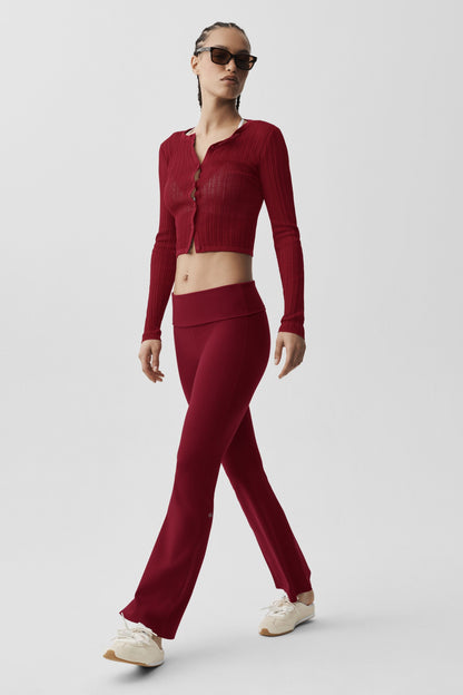 ALO Softsculpt Foldover Flare Legging (Short) - Summer Romance Red
