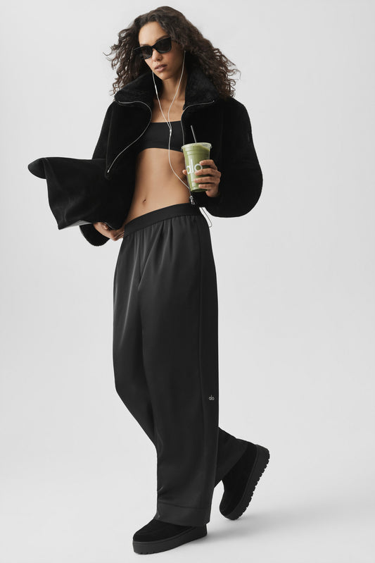 Satin High-Waist Smooth Talker Pant (Regular) - Black