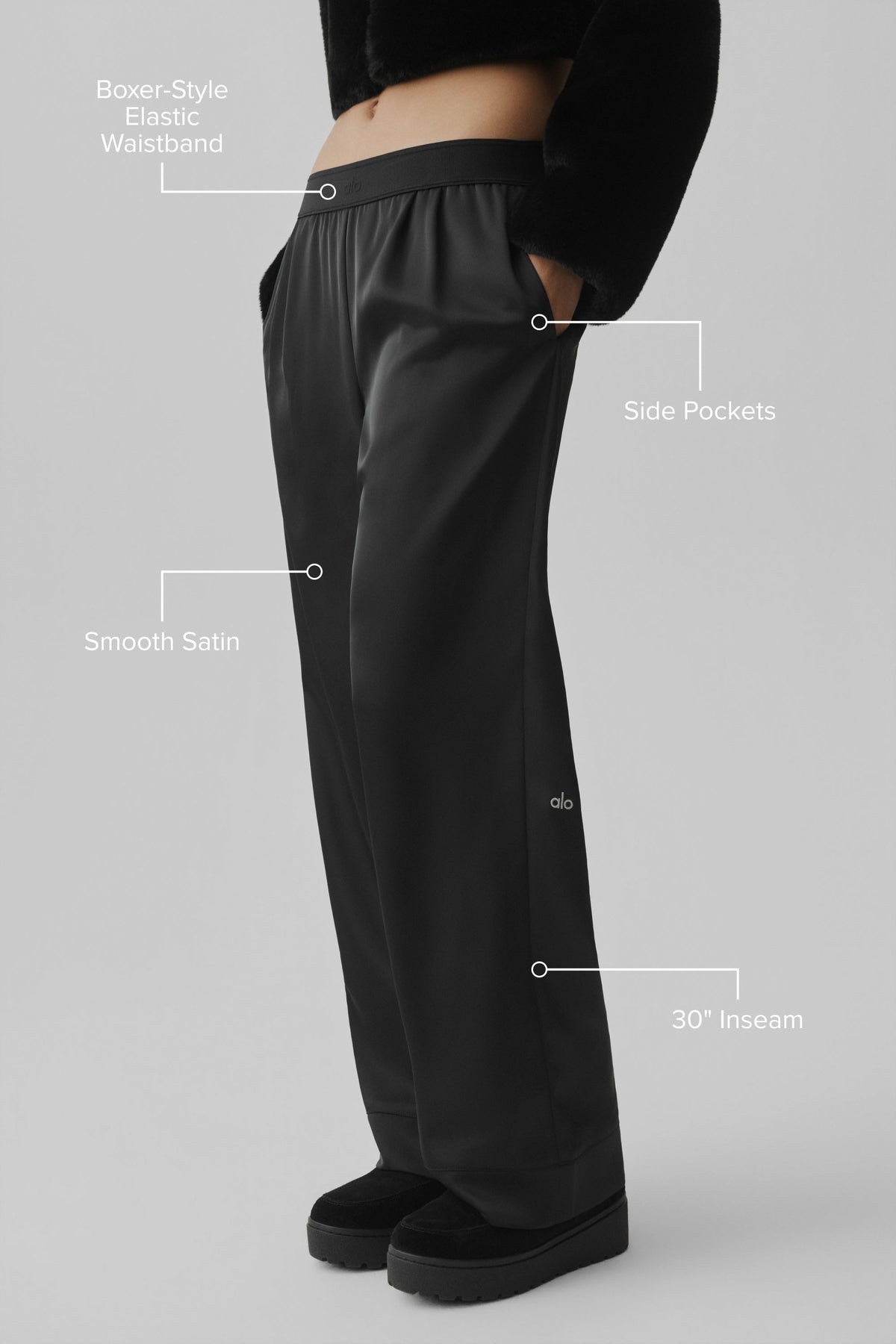 Satin High-Waist Smooth Talker Pant (Regular) - Black