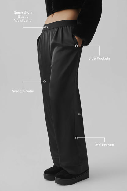 Satin High-Waist Smooth Talker Pant (Regular) - Black