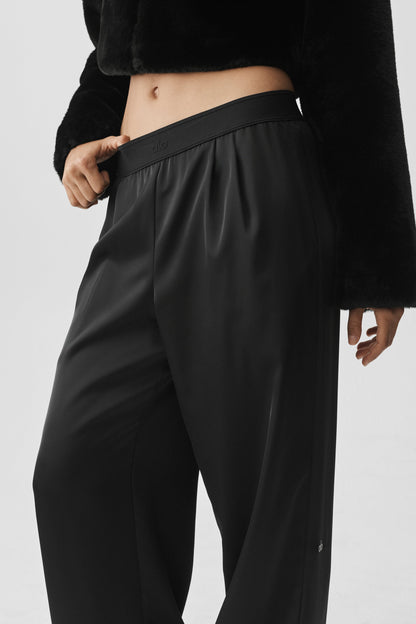 Satin High-Waist Smooth Talker Pant (Long) - Black