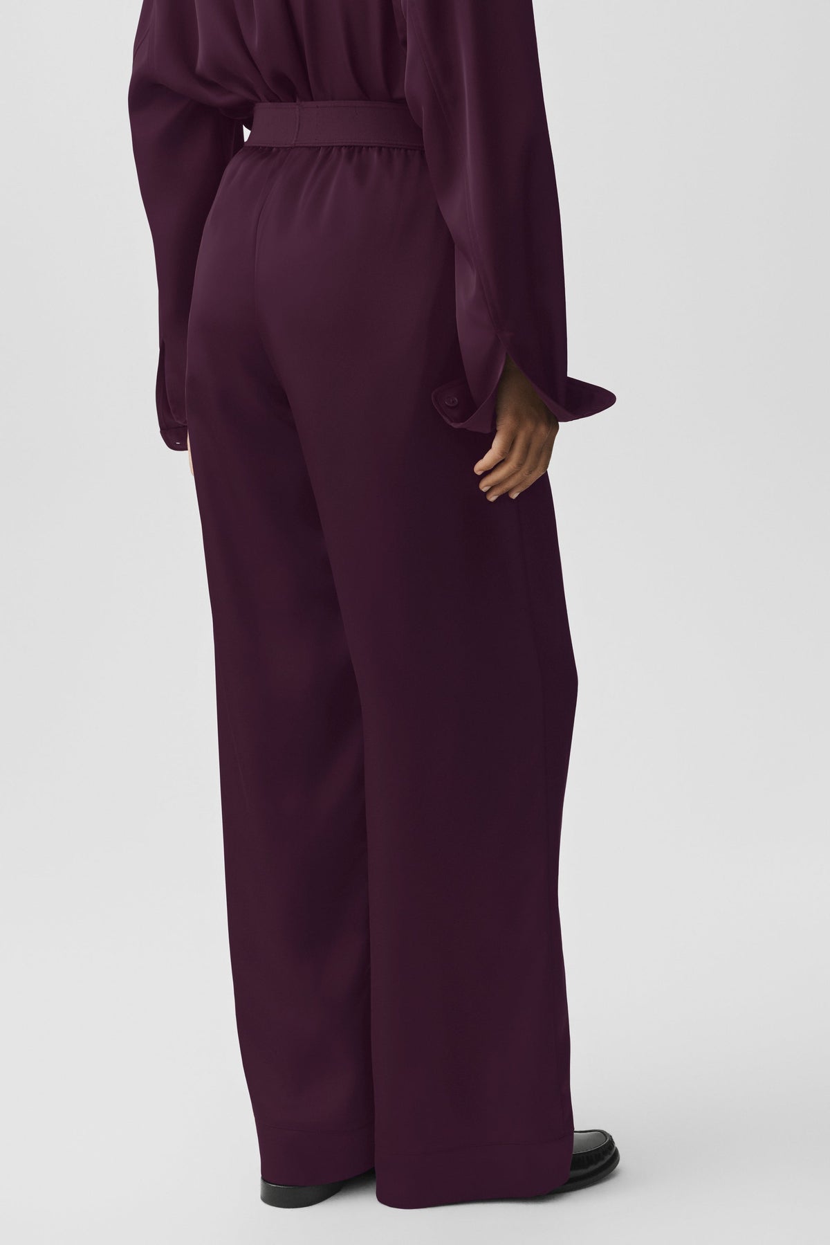 Satin High-Waist Smooth Talker Pant (Long) - Rich Bordeaux