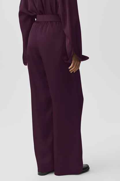 Satin High-Waist Smooth Talker Pant (Long) - Rich Bordeaux
