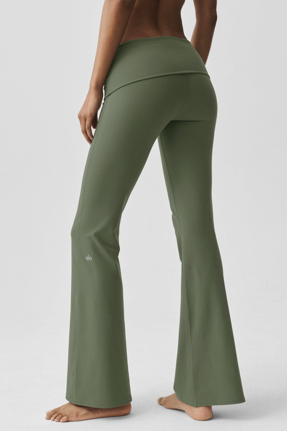 ALO Softsculpt Foldover Flare Legging (Regular) - Bamboo Green